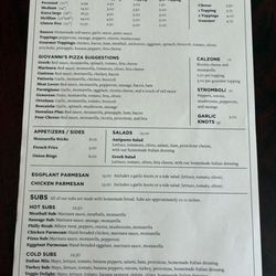 Giovanni's Pizzeria Restaurant - Menu May 2025