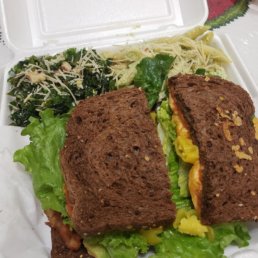 Vida Juice - Kale salad, pesto chicken pasta salad, and the avocado BLT - Desserts Near Me - Long Beach, California Vida Juice - Kale salad, pesto chicken pasta salad, and the avocado BLT - Desserts Near Me - Long Beach, California