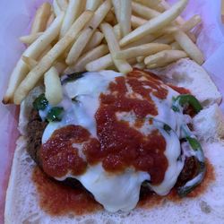 George's Gyros Spot 2 - Breaded Steak Sandwich (with mozzarella instead of Swiss cheese) and fries