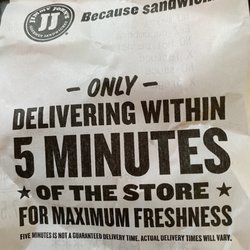 Jimmy John's - 5 minutes. And they rock st this place!