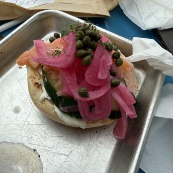 Drip House Coffee - The 'lox' bagel aka the onion cucumber bagel - Coffee & Tea Near Me - Ann Arbor, Michigan Drip House Coffee - The 'lox' bagel aka the onion cucumber bagel - Coffee & Tea Near Me - Ann Arbor, Michigan