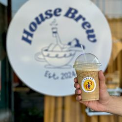 House Brew - House brew logo, iced latte
