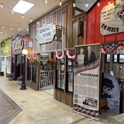 Plainsman Museum - Main Street Boardwalk decorated for America 250