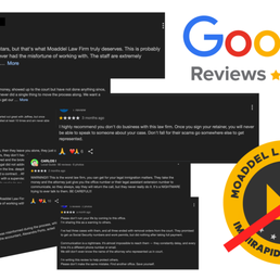 Moaddel Law's Google reviews look suspiciously positive -- a sharp contrast to the flood of 1-star complaints on Yelp, the BBB, and Indeed.