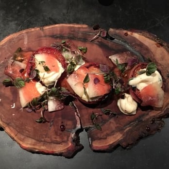 Trust - Braised peach with pickled watermelon rinds and cheese - Tapas/Small Plates Near Me - Santa Ana, California Trust - Braised peach with pickled watermelon rinds and cheese - Tapas/Small Plates Near Me - Santa Ana, California