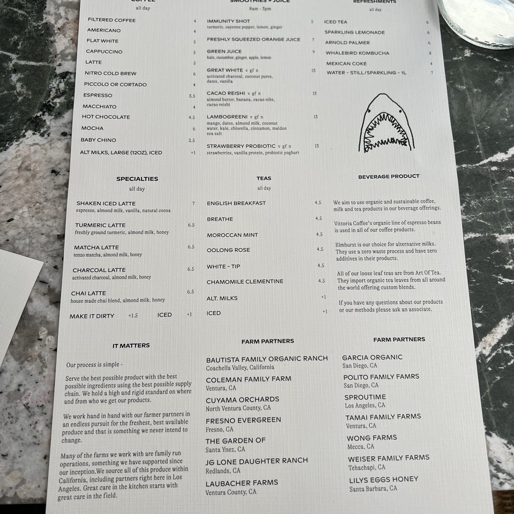 Great White - Menu April 2022 - Cafes Near Me - Los Angeles, California Great White - Menu April 2022 - Cafes Near Me - Los Angeles, California