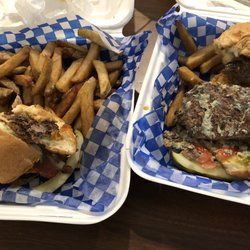 Donegal's Irish House - two burger (Guinness BBQ, Black & Blue) - try to avoid these two as long as you can!!!