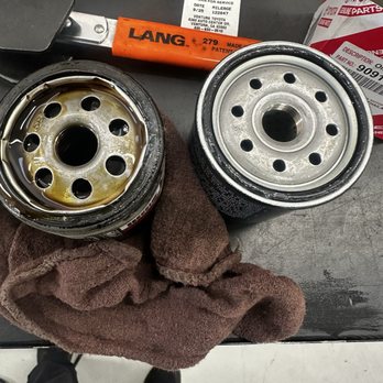 Simi Valley Toyota - Aftermarket oil filter on left replaced with correct OEM oil filter on right. (Causes ticking) - Car Dealers Near Me - Simi Valley, California