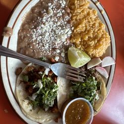 Taco's A La Mexicana - 2 tacos plate - 1 asada and 1 adoba