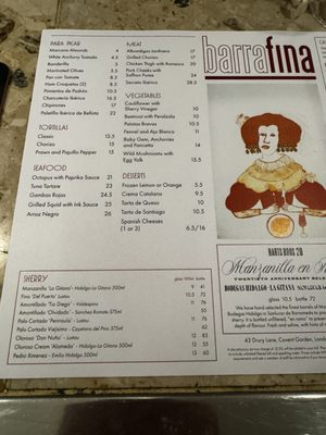 Menu photo 2 Barrafina London, XGL Menu photo 2 Barrafina London, XGL