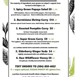 Lahpet Kitchen - Menu from Instagram