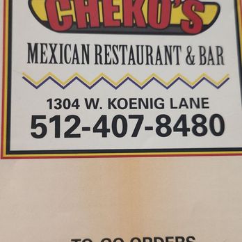 Cheko’s - Menu - Tex-Mex Near Me - Austin, Texas