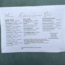 Richie's Corner Deli - Menu