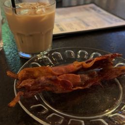 Iced coffee kicker and a side of bacon