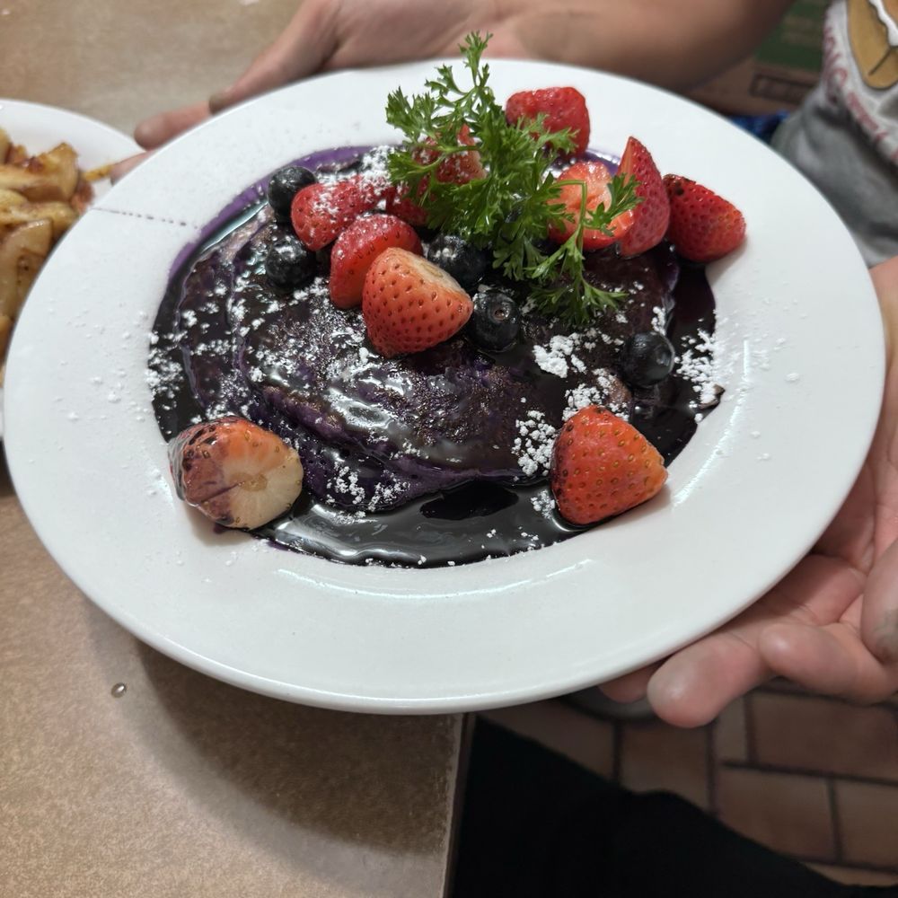 Ube coconut pancakes