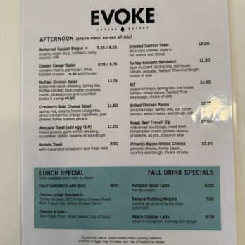 Evoke - Lunch menu - Coffee & Tea Near Me - Edmond, Oklahoma