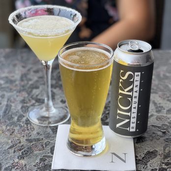 Nick's On State - LEFT: Salty Pear Cocktail
RIGHT: Nic's Blonde Ale - New American Near Me - Carlsbad, California Nick's On State - LEFT: Salty Pear Cocktail
RIGHT: Nic's Blonde Ale - New American Near Me - Carlsbad, California