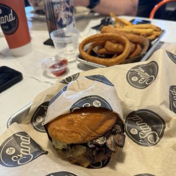 The Stand - American Classics Redefined - Mushroom burger, fries, and onion rings. - New American Near Me - Whittier, California The Stand - American Classics Redefined - Mushroom burger, fries, and onion rings. - New American Near Me - Whittier, California