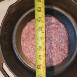 Wanda's Kountry Korner - Regular hamburger patty. Almost fills a 12" cast iron skillet.
