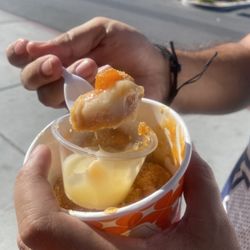 Deez Donuts - Peach Cobbler and cream cheese sauce