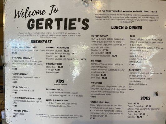 Menu photo 7 Gertie's Vesuvius, VA Menu photo 7 Gertie's Vesuvius, VA