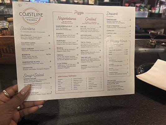 Menu photo 1 Coastline Pizzeria Houston, TX Menu photo 1 Coastline Pizzeria Houston, TX