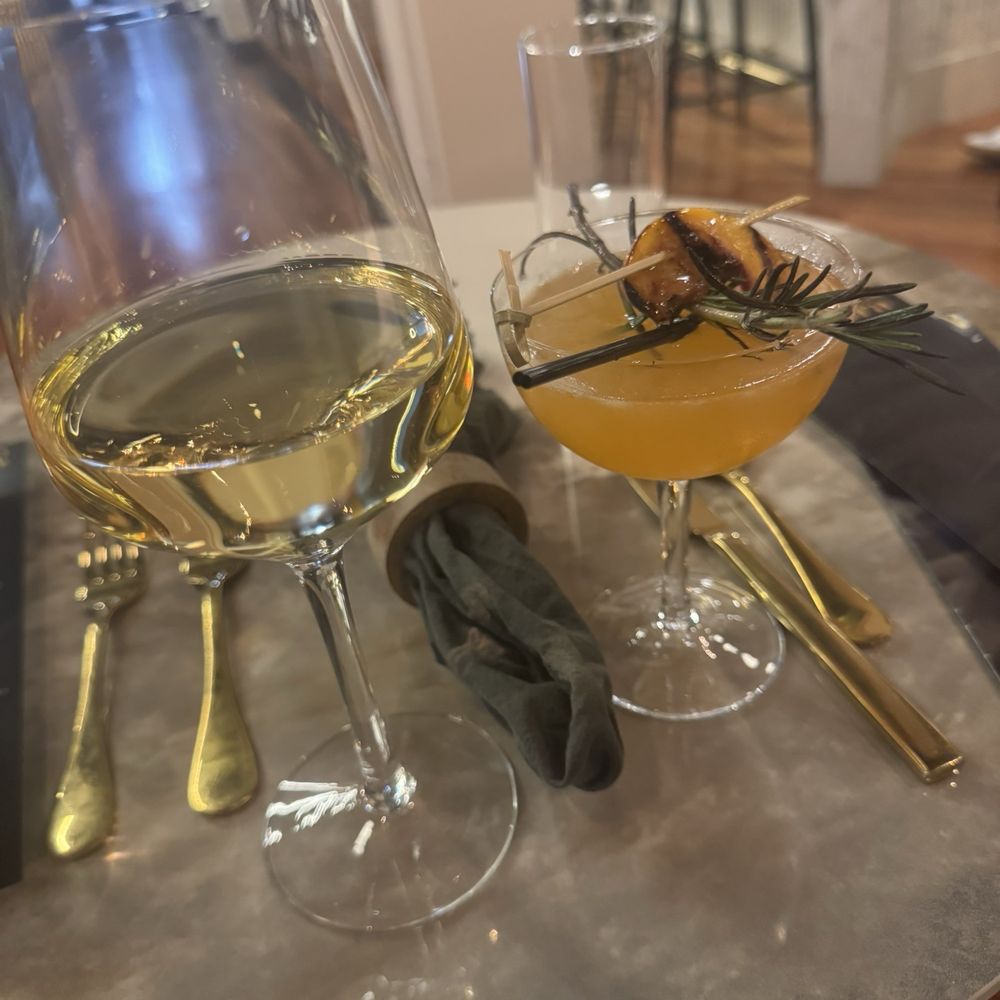 Pandora On The Square - Glass of Pinot Grigio & Peach & Flame - Southern Near Me - McDonough, Georgia