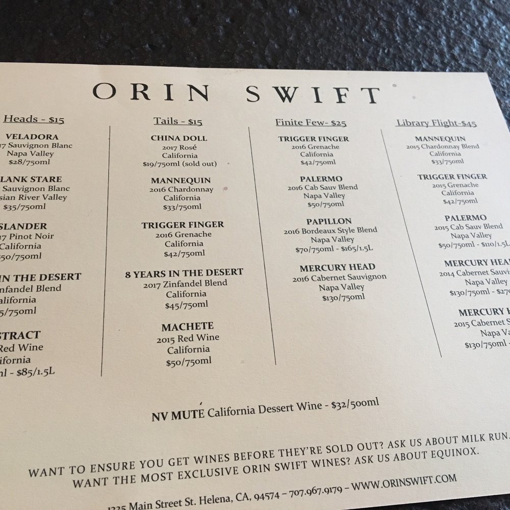 Orin Swift Cellars - Wine Tasting Room Near Me - St. Helena, California Orin Swift Cellars - Wine Tasting Room Near Me - St. Helena, California