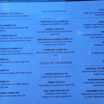 Patrick Molloy's - Food menu back - New American Near Me - Hermosa Beach, California Patrick Molloy's - Food menu back - New American Near Me - Hermosa Beach, California