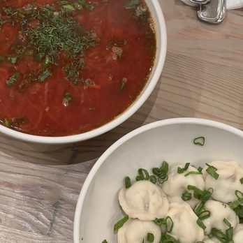 Leleka - Borsch soup + beef dumplings - Ukrainian Near Me - San Francisco, California