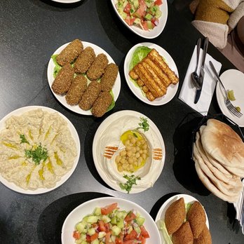 Al-Basha - Falafel, hummus, fried cheese, cucumber tomato salad, baba ghanouj, kibbeh, pita bread - Middle Eastern Near Me - Paterson, New Jersey