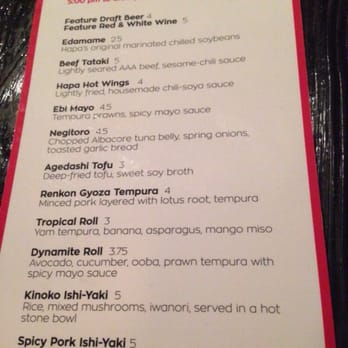 Hapa Izakaya - Happy ("hapa") hour menu - Japanese Near Me - Vancouver, British Columbia