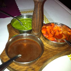 Lumbini Restaurant - Trio of sauces: Green, Tamarind and Spicy Chatni