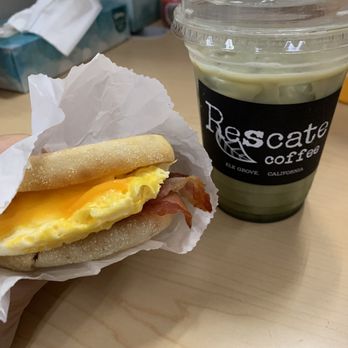 Rescate Coffee - Matcha Latte: With honey and vanilla, perfect touch of sweetness and nice tea flavor. With my favorite breakfast ever. - Coffee & Tea Near Me - Elk Grove, California