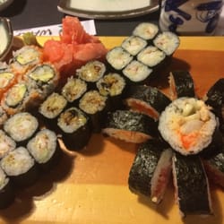 Wakaba - Lake Michigan, 2 ebiku rolls, unagi, spicy tuna, spicy scallop