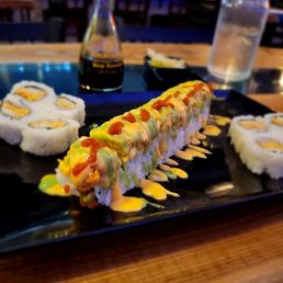 Two Roll Deluxe- Spicy California(Right/Left) and the Bemidji Roll (Center) Two Roll Deluxe- Spicy California(Right/Left) and the Bemidji Roll (Center)