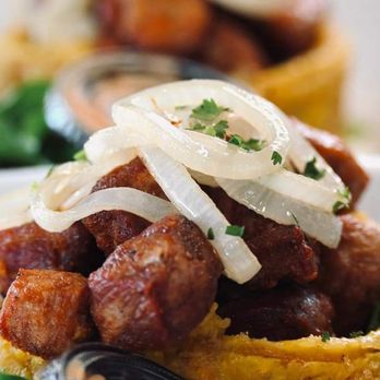 Cayey Grill - Mofongo Relleno con Carne Frita Encebollada / Mofongo Filled with Fried Pork & Onions - Food Trucks Near Me - Haines City, Florida Cayey Grill - Mofongo Relleno con Carne Frita Encebollada / Mofongo Filled with Fried Pork & Onions - Food Trucks Near Me - Haines City, Florida