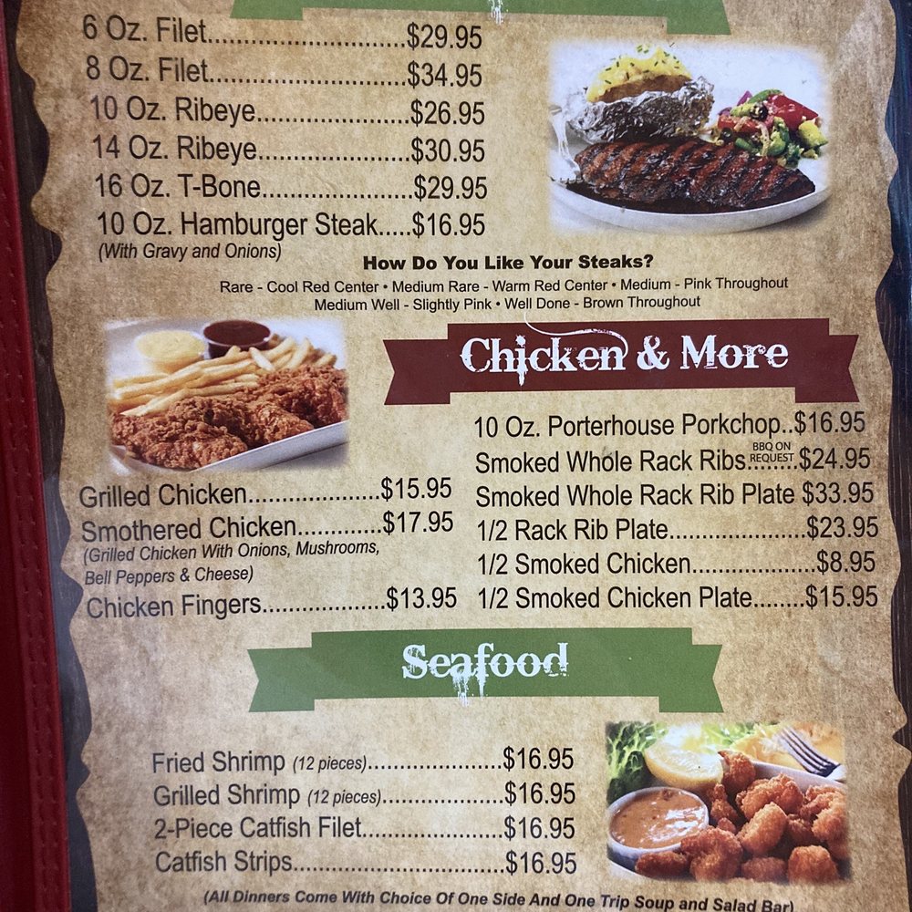 Last Frontier - Menu with steaks, chicken, ribs, and seafood - Steakhouses Near Me - Carbon Hill, Alabama Last Frontier - Menu with steaks, chicken, ribs, and seafood - Steakhouses Near Me - Carbon Hill, Alabama