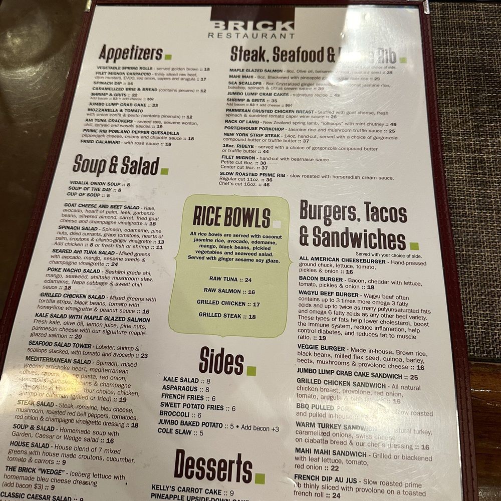 Brick Restaurant - Menu - New American Near Me - Jacksonville, Florida Brick Restaurant - Menu - New American Near Me - Jacksonville, Florida