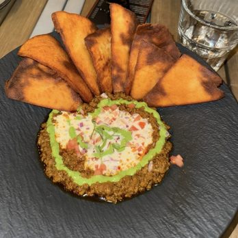 Mesa - Naan-chos (chef Saji's take on Indian nachos), very clever name and super delicious - Indian Near Me - Jacksonville, Florida Mesa - Naan-chos (chef Saji's take on Indian nachos), very clever name and super delicious - Indian Near Me - Jacksonville, Florida
