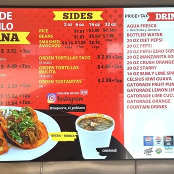 Taqueria El Poblano - Menu... try it all it's all good - Mexican Near Me - Anaheim, California