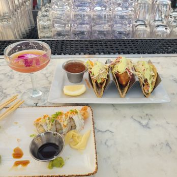 Offshore Rooftop - Baja tacos and leftover sushi roll - New American Near Me - Chicago, Illinois