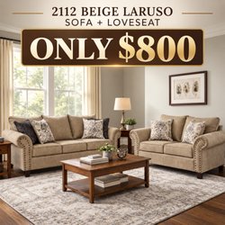 Crazy Mattress Man - Create a warm, inviting living space with the Laruso sofa and loveseat. Upholstered in a softbeige chenille fabric,