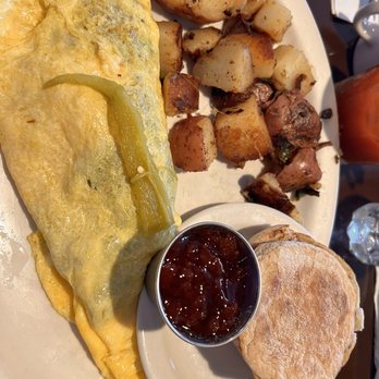 Dorn's Original Breakers Cafe - Ortega omelette with potatoes and muffin - Seafood Near Me - Morro Bay, California Dorn's Original Breakers Cafe - Ortega omelette with potatoes and muffin - Seafood Near Me - Morro Bay, California