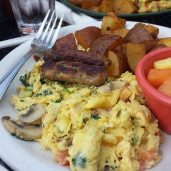 Wildflower Cafe - Veggie scramble with side of sausage - Breakfast & Brunch Near Me - Redondo Beach, California Wildflower Cafe - Veggie scramble with side of sausage - Breakfast & Brunch Near Me - Redondo Beach, California