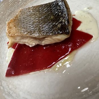 Rio Bistrot - Sea bass with red pepper and cheese - Italian Near Me - Riomaggiore, SP