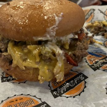 Bad Daddy's Burger Bar - Daddy's Philly* on gluten free bun - Burgers Near Me - Raleigh, North Carolina Bad Daddy's Burger Bar - Daddy's Philly* on gluten free bun - Burgers Near Me - Raleigh, North Carolina