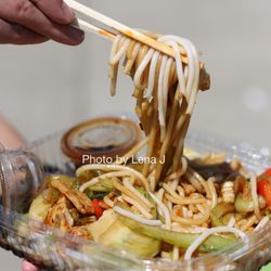 Noodles Fresh - Jiangxi Noodle Salad ($13.50) - rice noodle with chicken, seafood flavored chili sauce, bok choy, bell pepper, garlic and scallions
