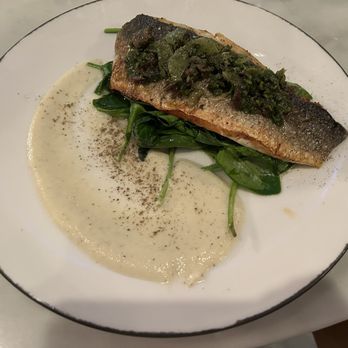 Gatsby's Landing - Branzino with fennel purée and spinach. - New American Near Me - Roslyn, New York