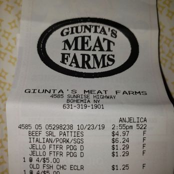 Giunta's Meat Farms - Receipt from item in question. - Grocery Near Me - Bohemia, New York Giunta's Meat Farms - Receipt from item in question. - Grocery Near Me - Bohemia, New York